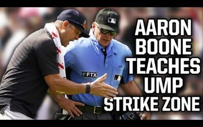 Boone explains how calling strikes works to the ump, a breakdown