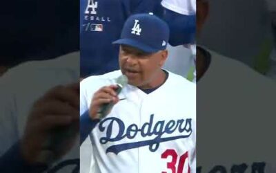 “It’s time for Dodger baseball!” Dave Roberts and the Dodger faithful honor the late Vin Scully.