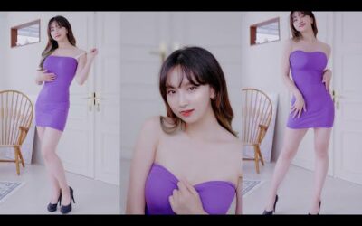 (4K 세로 고화질) 눈앞에서 갈아입는 일본에서 유행하는 보라색 원피스 룩북 챌린지 Onepeice lookbook