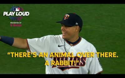 MIC’D UP reaction to BUNNY on field 🤣 Twins’ Gio Urshela & Guardians’ Andrés Giménez on Play Loud