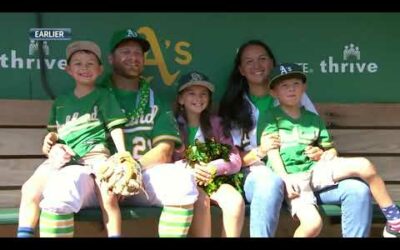 Baseball is the best! Stephen Vogt gets emotional with his kids and homers in his final MLB game!!