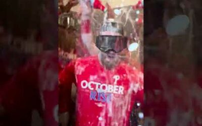 The October celebrations never get old (Bryce Harper getting doused!!)