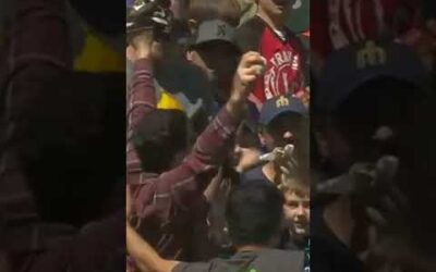 This Mariners fan is HYPED UP to catch a foul ball!