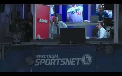 You don’t see this every day! Dodgers announcer catches a foul ball, then gives it to a fan!