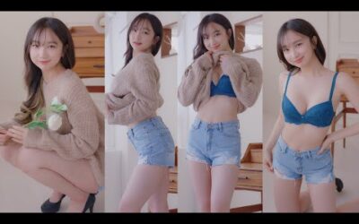 (4K 세로룩북) 점점 벗는 룩북💛 데이트룩 여친룩 핫팬츠 룩북 언더웨어 룩북 직캠 Underwear LOOKBOOK 꽃송 룩북