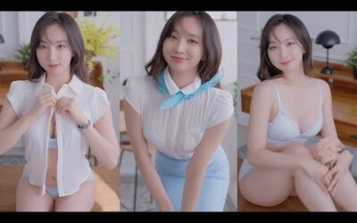 (4K 세로룩북) 후방주의❤ 남자들이 좋아하는 승무원 코스튬 모델 꽃송 란제리 룩북 | 언더웨어 룩북 직캠 레전드 | underwear Lookbook