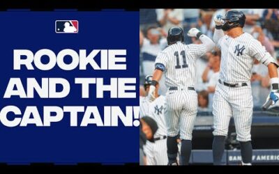 Anthony Volpe hits his first career homer, then Aaron Judge celebrates with one of his own!