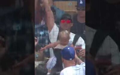 A BEVERAGE, A BABY, and A BASEBALL! Dad makes an INCREDIBLE catch while holding his drink and child!