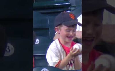 That first baseball feeling ⚾️❤️ Kid could not be more excited to get a ball at a game!