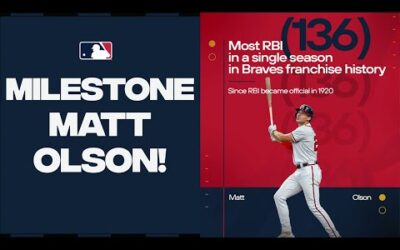 Matt Olson leaves the yard and BREAKS the Braves single-season record for most RBI!