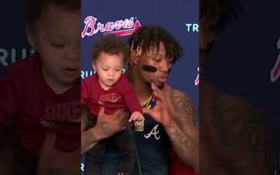 Ronald Acuña Jr. made history, but his kids stole the show at the postgame presser. ❤️