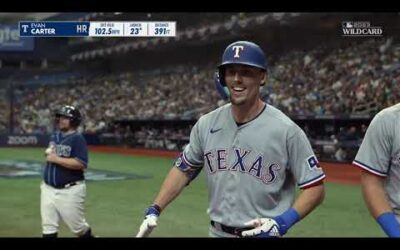 Rangers rookie Evan Carter is ON FIRE! He hits his FIRST CAREER postseason homer!