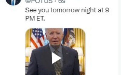 Heads up for US President Biden to speak Thursday evening – inflation will feature