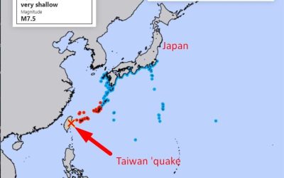 Sea levels start to drop off the coast Okinawa ahead of a coming tsunami