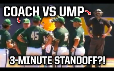 Umpire and coach have a three-minute standoff, a breakdown