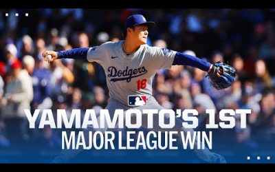 Yoshinobu Yamamoto earns his first Major League win for the Dodgers!