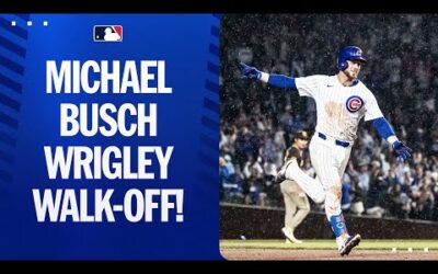 Michael Busch hits a WALK-OFF home run for the Cubs in the pouring rain!