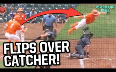 Runner jumps over catcher to avoid tag | Things You Missed