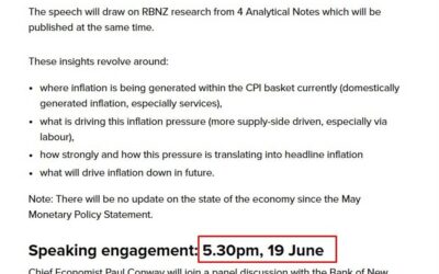 NZD traders heads up – RBNZ Chief Economist Paul Conway is speaking on Wednesday (NZ time)