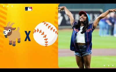 Simone Biles 🐐: STILL PERFECT! (Olympic medalists Biles + Chiles at Astros game!)