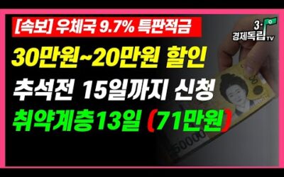 [속보]15일까지 1인기준 30만원,20만원,7만원 이렇게 받으세요! 생계급여 13일 입금확인! 9.7%특판적금 속보!]#3.1경제독립tv