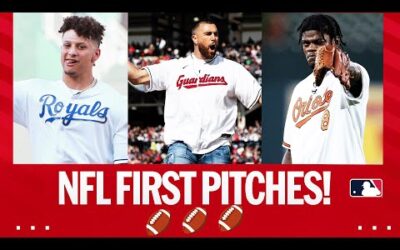 NFL players throwing out first pitches! (Patrick Mahomes, Travis Kelce, Lamar Jackson, and more!)