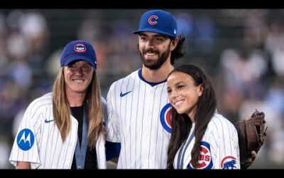 Olympic gold medalists Alyssa Naeher & Mallory Swanson threw out the first pitch at the Cubs game 🥇