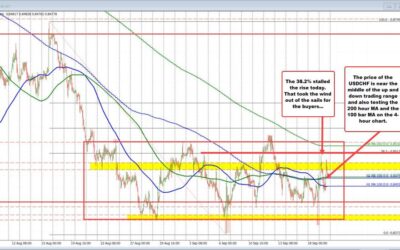 USDCHF is not escaping the up and down volatility. Testing a key technical target.