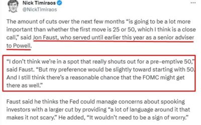 Wall Street Journal Fed watcher asks on FOMC rate cut next week – Start small or big?