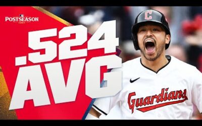 .524 AVG from Steven Kwan (11 H) during the ALDS! (6th qualified player with .520+ AVG during a DS!)