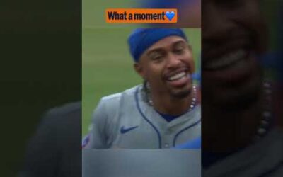 Francisco Lindor’s reaction to the Mets clinching a Postseason spot is incredible. 💙🧡