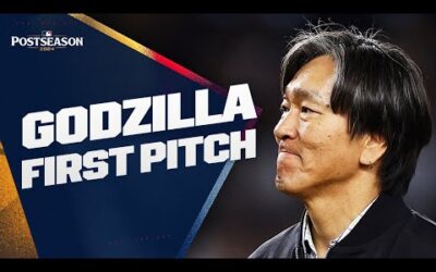 Godzilla in the HOUSE! 🗽 2009 World Series MVP Hideki Matsui throws out ceremonial first pitch!