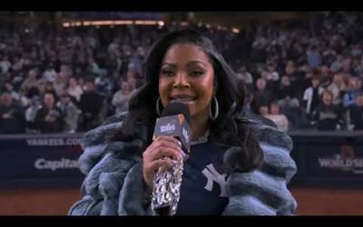 Grammy-winning artist Ashanti sings National Anthem before World Series Game 4!