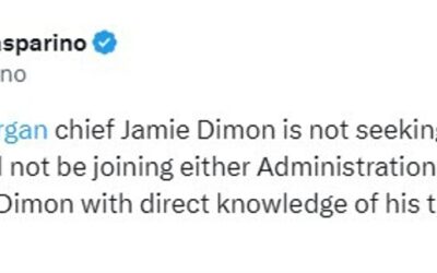 JP Morgan’s Dimon will not be joining either Administration