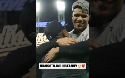 Juan Soto shares a special moment w/his family after the Yankees clinched a #WorldSeries berth ❤️