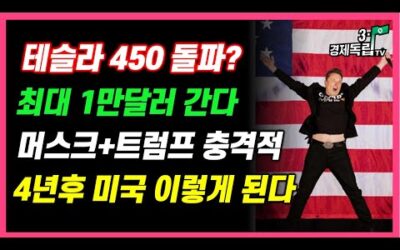 [테슬라 450돌파! 최대 1만달러 간다! 머스크+트럼프 충격적! 4년후 미국 이렇게 된다]#3.1경제독립tv