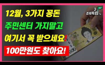 [12월, 3가지 꽁돈!! 주민센터 가지말고, 여기서 꼭 받으세요!! 100만원도 찾아요?]#3.1경제독립tv