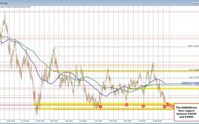 AUDUSD has floor support and resistance at the 200 hour MA