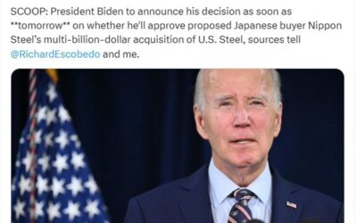 Biden to announce Friday on whether he’ll approve Japanese acquisition of U.S. Steel