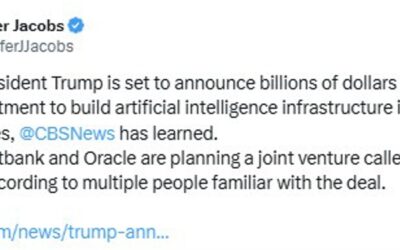 CBS: Pres. Trump to announce private sector investment in AI infrasture