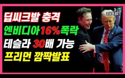 [딥씨크발 충격! 엔비디아 16% 폭락! 테슬라 30배 가능? 모건 프리먼 깜짝발표!!]#재테크#해외주식투자#테슬라#엔비디아#딥씨크#비트코인#3.1경제독립tv