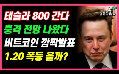 [테슬라 800 간다!! 충격 전망 나왔다! 비트코인 깜짝 발표, 1월20일 폭등올까?]#재테크#해외주식투자#테슬라#엔비디아#비트코인#3.1경제독립tv