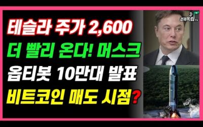 [테슬라 주가 2600! 더 빨리 온다!! 머스크, 옵티봇 10만대 발표!! 비트코인 매도시점??]#재테크#해외주식투자#테슬라#엔비디아#비트코인#3.1경제독립tv