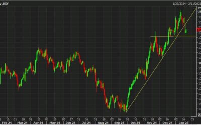 Has the US dollar topped, or is it just resting? Battle of the trend lines.