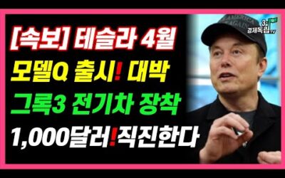 [속보] 테슬라 4월, 모델 Q 출시! 대박!! 그록3 전기차 장착!! 1000달러 직진한다?]#재테크#해외주식#테슬라#비트코인#3.1경제독립tv