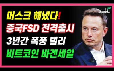 [속보]머스크 해냈다! 중국FSD전격출시! 3년간 폭등랠리! 비트코인 바겐세일중!!]#3.1경제독립tv