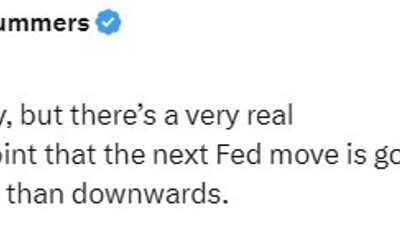 Summers: Very real possibility the next Fed move is going to be upwards on interest rates