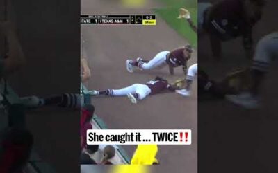 The second effort was UNREAL on this Texas A&M Softball catch 🤯 (🎥: ESPN / SEC Network)