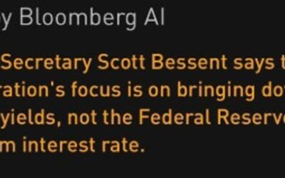 US Treas Secretary Scott Bessent – more on Trump wanting lower 10 yr yield, not short term